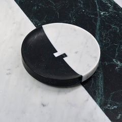 ALCM Decorative Centerpiece in Verde Alpi & Carrara Marbles by Bufalini Design