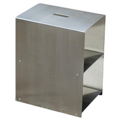 Cosmo Multifunctional Stool & Shelf in Brushed Stainless Steel by form & eisen