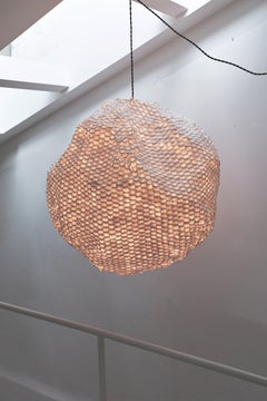 Sculptural Paper Orb Pendant Light by Kang Li Sheng