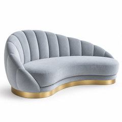 Chaise longue Olympia di Munna in velluto grigio ghiaccio