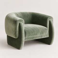 Luke Armchair in Sage Green Cotton Velvet Upholstery by Munna