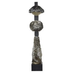 Torre Sculpture in High-Fired Ceramic & Blued Steel Bucket by Vica Ceramica