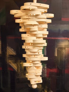Mouvement Vertical Ivory Clay & Iron Chandelier by Olivia Cognet