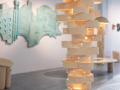 Mouvement Vertical Ivory Clay & Iron Chandelier 100 by Olivia Cognet