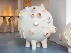 Orbit Ivory Clay Floor Lamp by Olivia Cognet