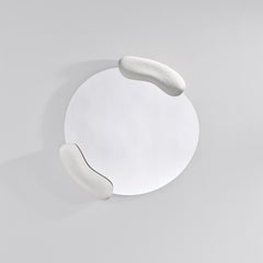 Calco White Round Wall Mirror with White Finish by Deknudt Mirrors