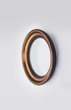 Set of 2 Convex Gold S Wall Mirrors with Wooden Frame by Deknudt Mirrors
