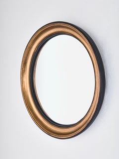 Set of 2 Convex Gold M & S Wall Mirrors with Wooden Frame by Deknudt Mirrors