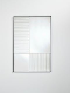 Finestra Flutes Rect. Textured Wall Mirror with Metal Frame by Deknudt Mirrors