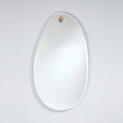 Globo Lago Contemporary Wall Mirror with Solid Oak by Deknudt Mirrors