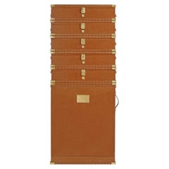 Montez Game Stack with 5 Games and a Bar Cabinet in Leather and Brass by Madheke
