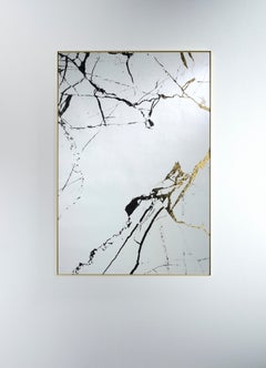Miroir mural contemporain en marbre avec cadre en métal, par Deknudt Mirrors