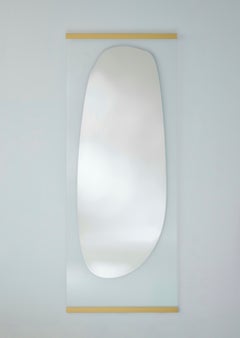Obu Contemporary Mirror with Gold Metal Frame by Deknudt Mirrors