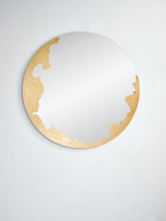 Ornato Round L Wall Mirror with Gold Metal Leaf Finish by Deknudt Mirrors