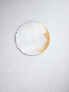 Ornato Round M Wall Mirror with Gold Metal Leaf Finish by Deknudt Mirrors
