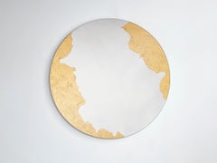 Ornato Round S Wall Mirror with Gold Metal Leaf Finish by Deknudt Mirrors
