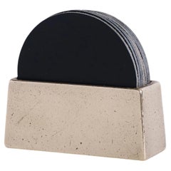 Contemporary Aluminium Coaster Holder with Black Coaster Set by Henry Wilson