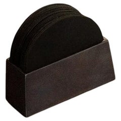 Contemporary Blackened Coaster Holder with Black Coaster Set by Henry Wilson