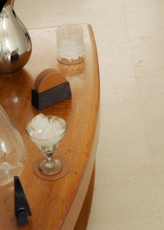 Contemporary Blackened Coaster Holder with Tan Coaster Set by Henry Wilson