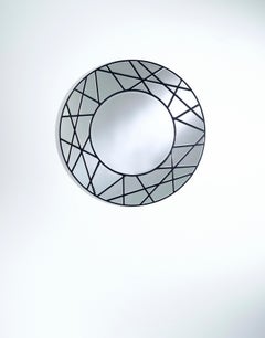 Graphic Black Contemporary Sculptural Circular Wall Mirror by Deknudt Mirrors
