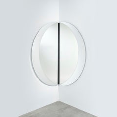 Luna Black Corner L Sculptural Black Lacquered Wall Mirror by Deknudt Mirrors