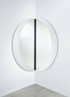 Luna Black Corner L Sculptural Black Lacquered Wall Mirror by Deknudt Mirrors