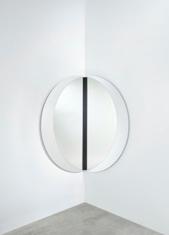 Luna Black Corner M Sculptural Black Lacquered Wall Mirror by Deknudt Mirrors