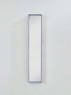 Velvet Blue Hall Textured Wall Mirror with Velvet Frame by Deknudt Mirrors