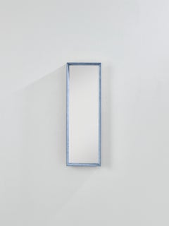 Velvet Blue Small Textured Wall Mirror with Velvet Frame by Deknudt Mirrors