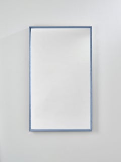 Velvet Blue Rectangle Textured Wall Mirror with Velvet Frame by Deknudt Mirrors