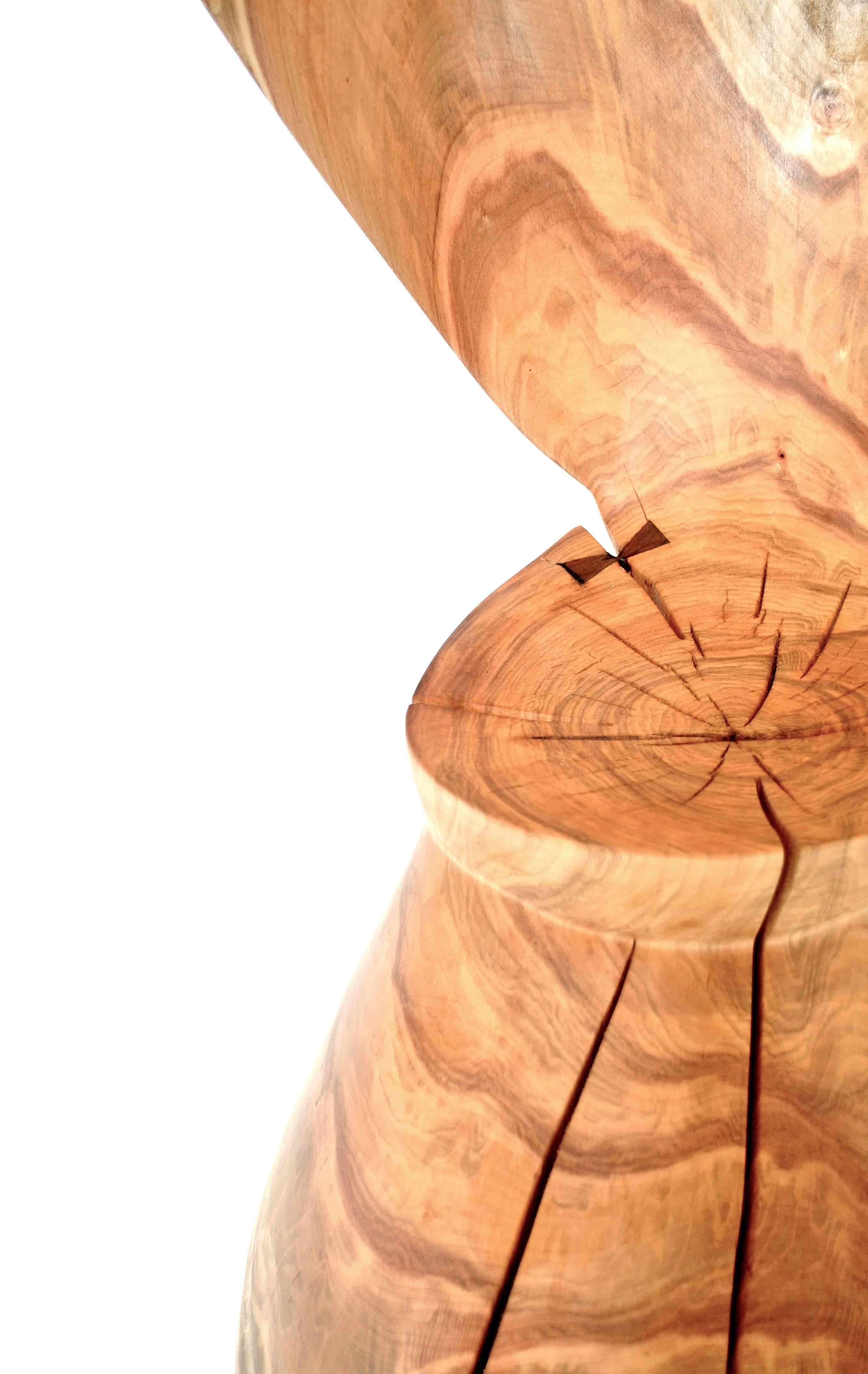 Unique signed chair by Jörg Pietschmann.
Chair, pointed maple
Measures: H 78 x D 50 x 50 cm
Polished oil finish.


In Pietschmann’s sculptures, trees that for centuries were part of a landscape and founded in primordial forces tell stories