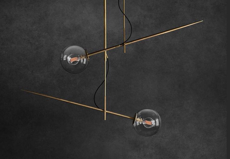 Pair of hasta hanging lamps by Jan Garncarek
Brass ceiling lamp with a glass shade. The elements are made of full brass.
The supplied cable is available in two colors, black or red. Best matches the decorative bulb.
You can order the lamps of