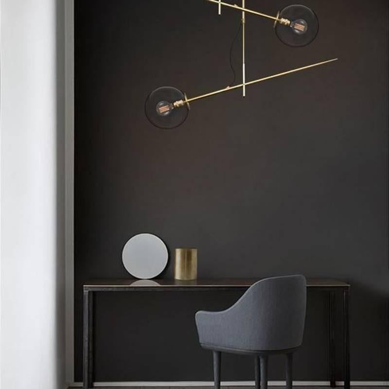 Organic Modern Pair of Hasta Brass Hanging Lamps, Jan Garncarek