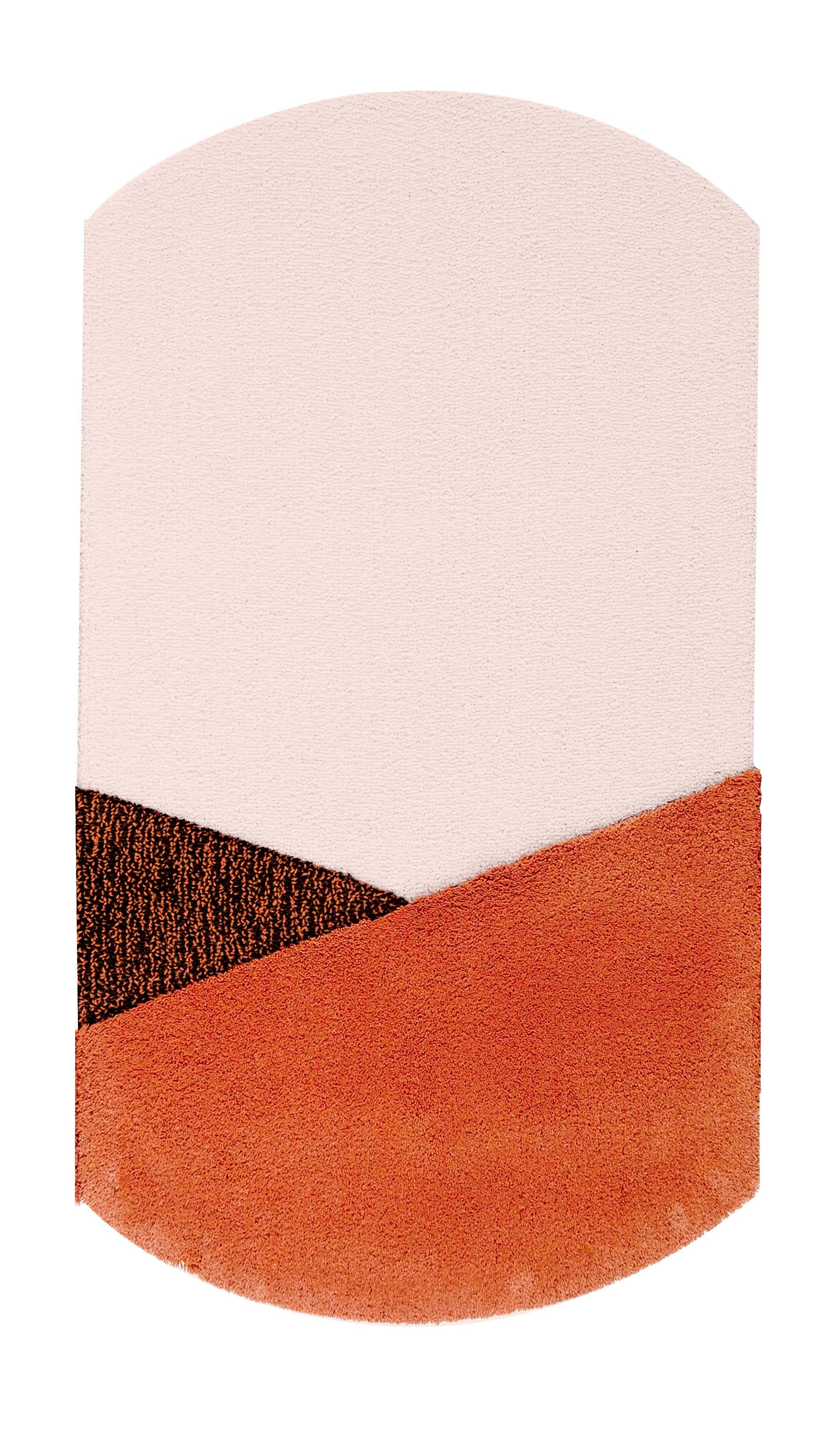 Hand-Crafted Small Brick Brown Oci Rug Triptych by Seraina Lareida