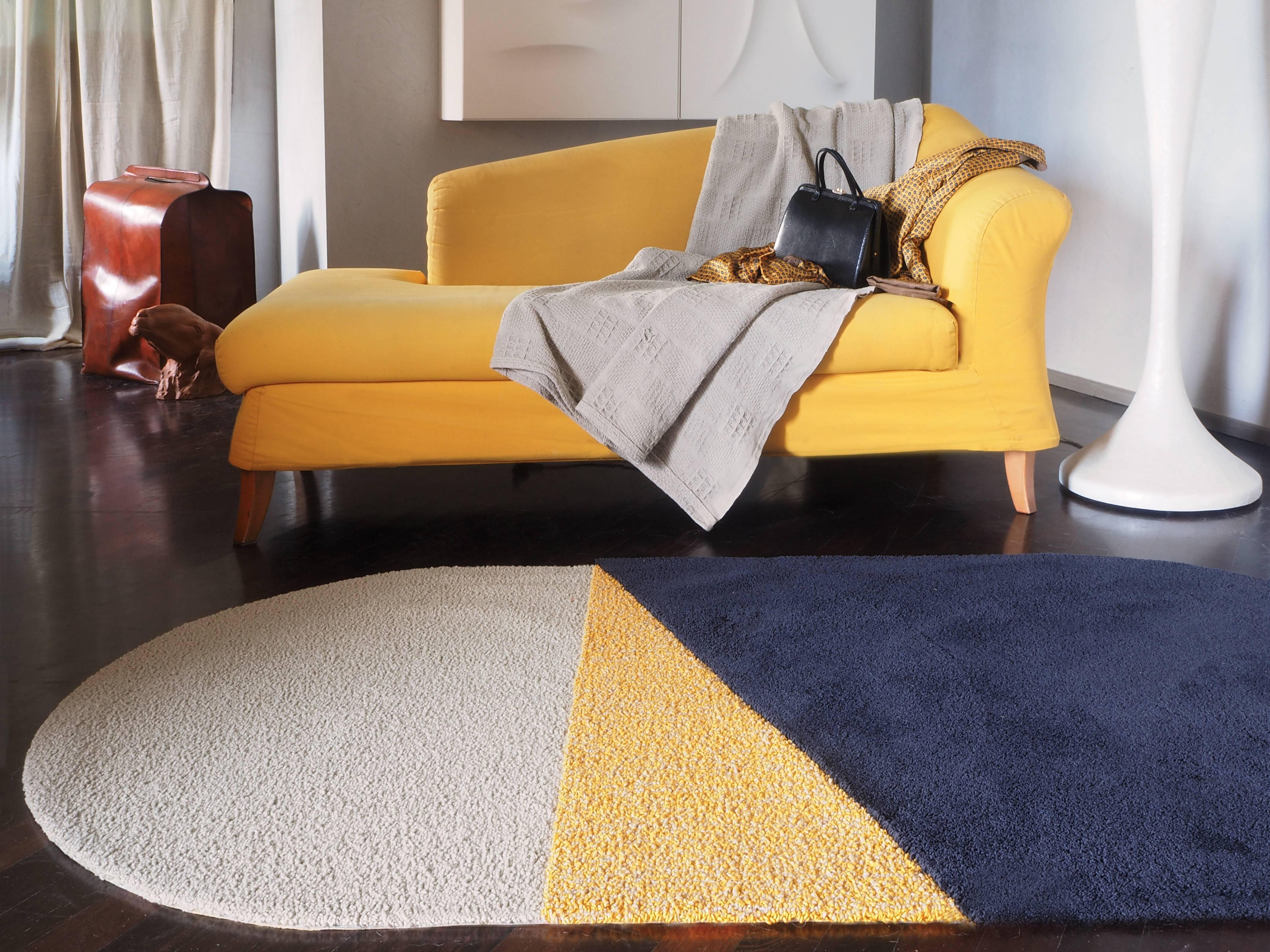 Post-Modern Small Yellow Gray Oci Rug Triptych by Seraina Lareida