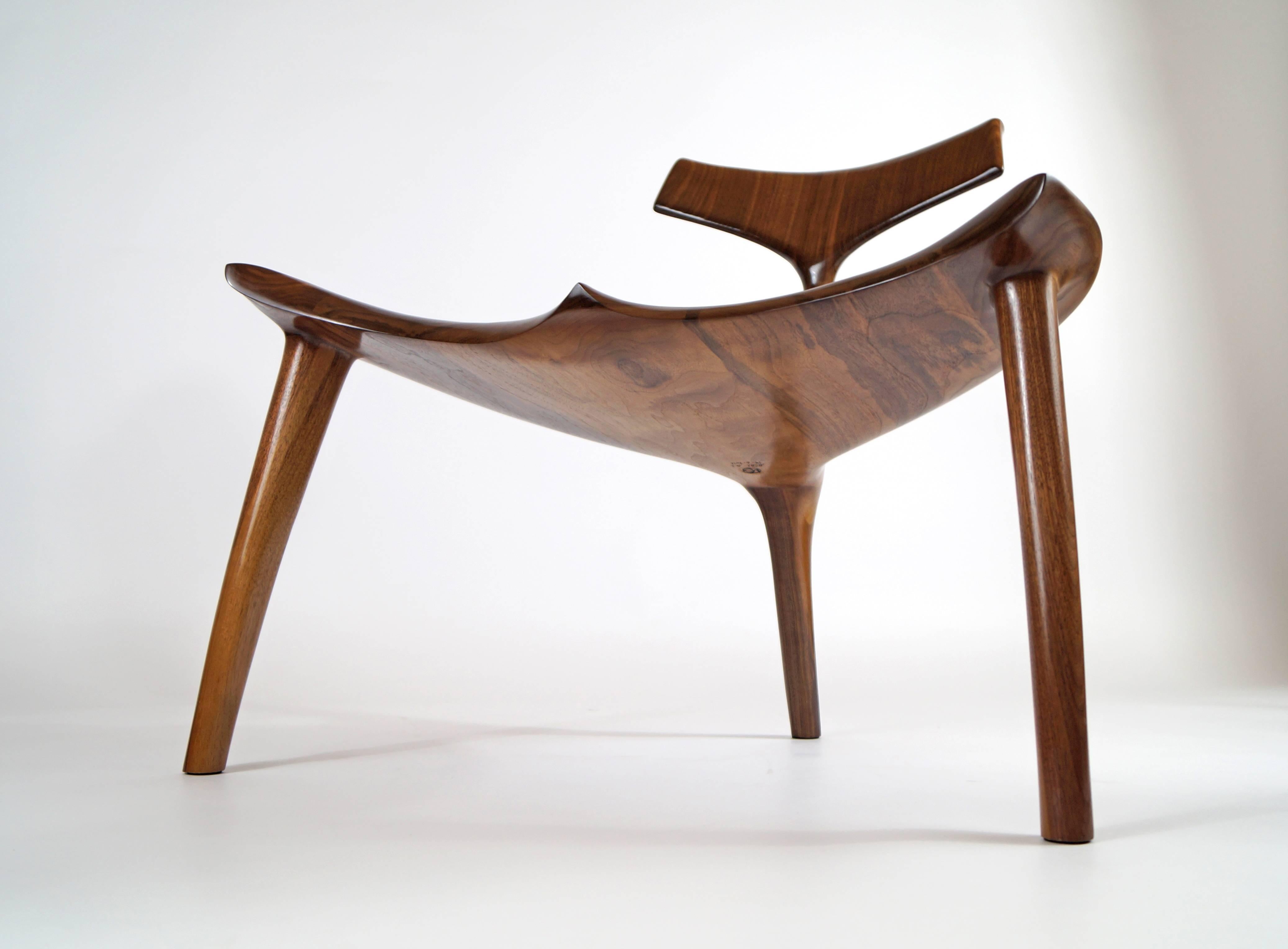 Walnut Lounge Sculpted Whale Chair Handcrafted by Morten Stenbaek
