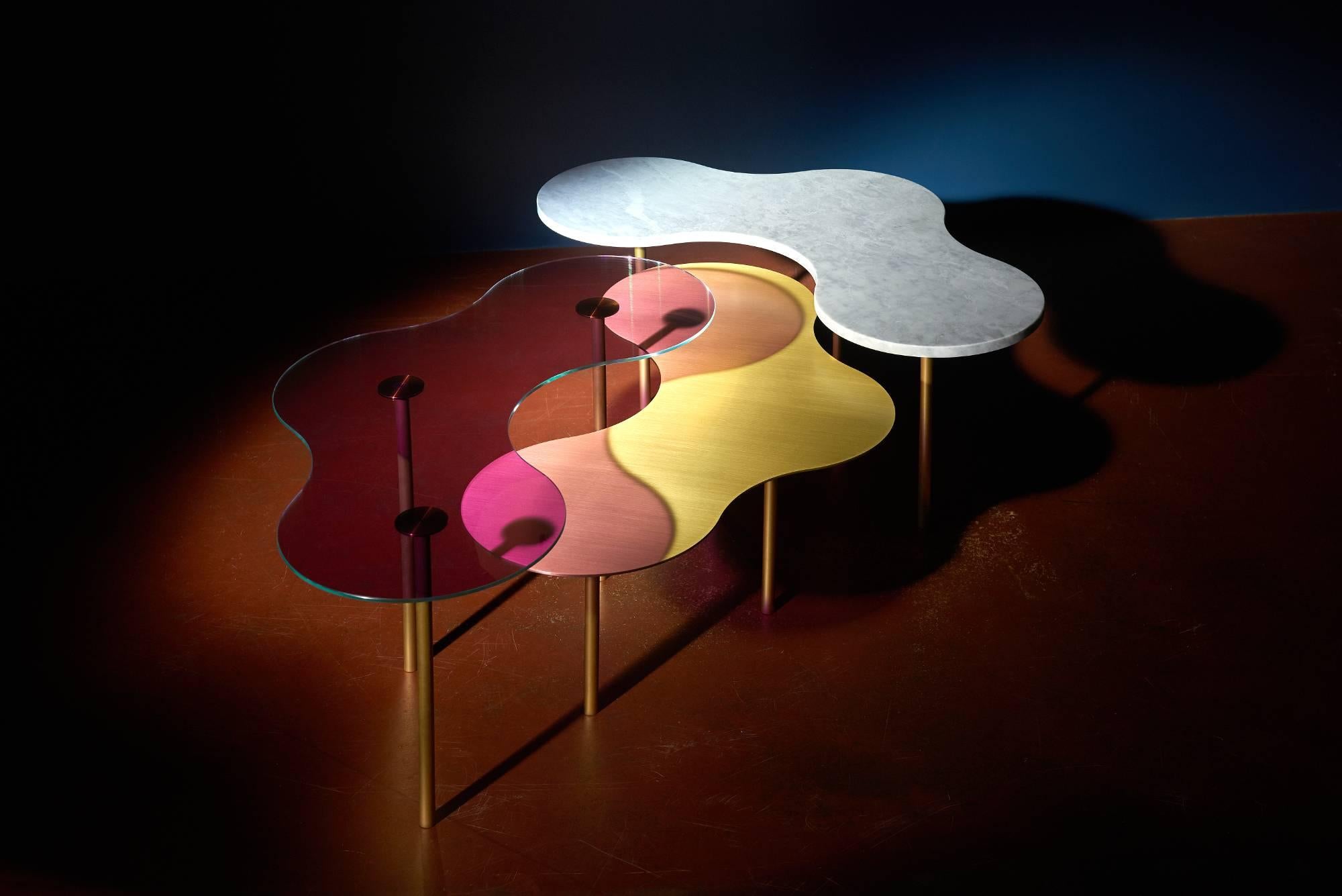 Organic Modern Glass Coffee Table Ensemble of 2 Sebastian Scherer