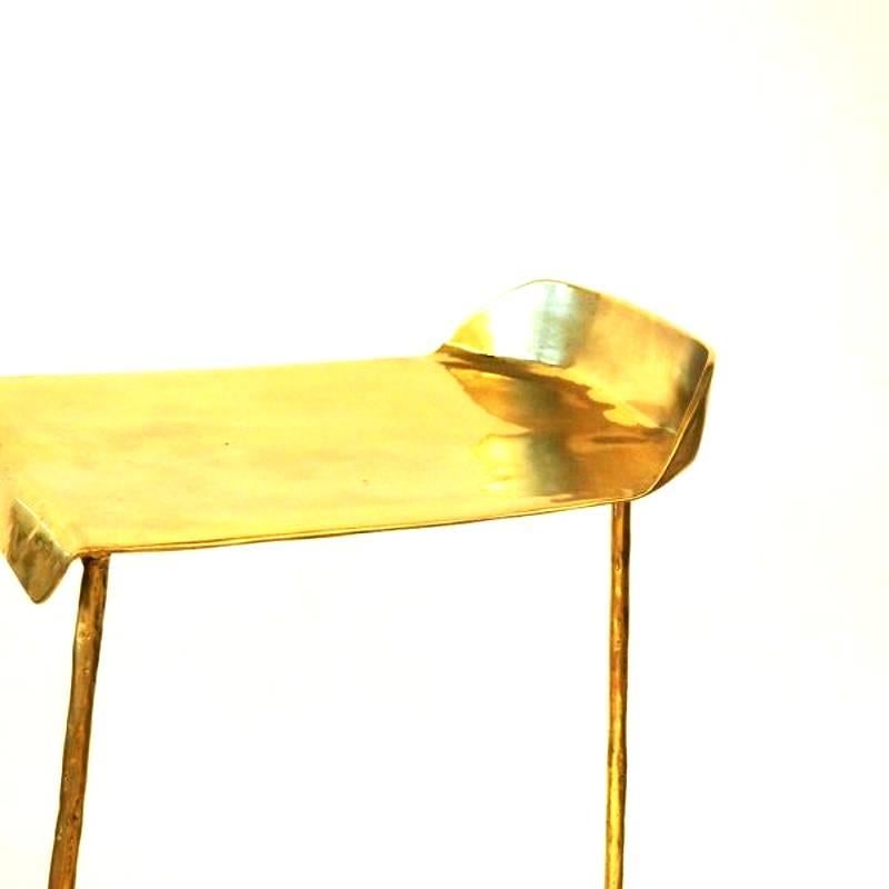 Post-Modern Hand-Sculpted Brass Stool, Misaya