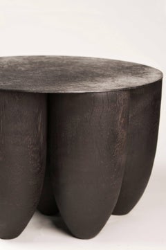 Iroko Wood Burned Steel Unique Signed Coffee Table, Arno Declercq