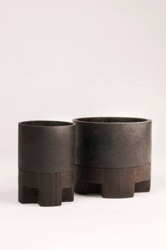 Oak and Burned Steel, Hull Vases, Arno Declercq