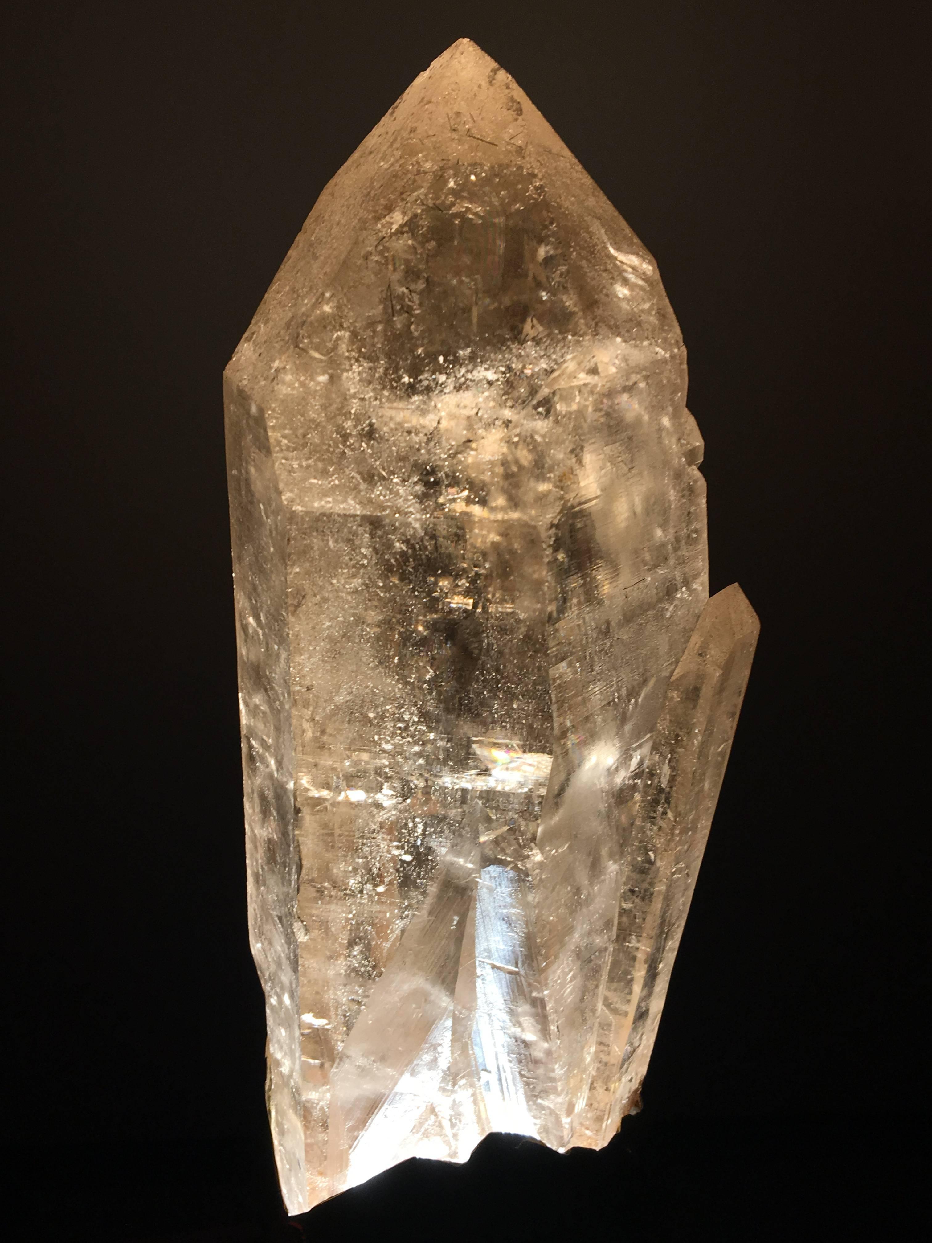 Rock Crystal Bi Table Lamp, Unique Natural Dark Amber Quartz, Demian Quincke
