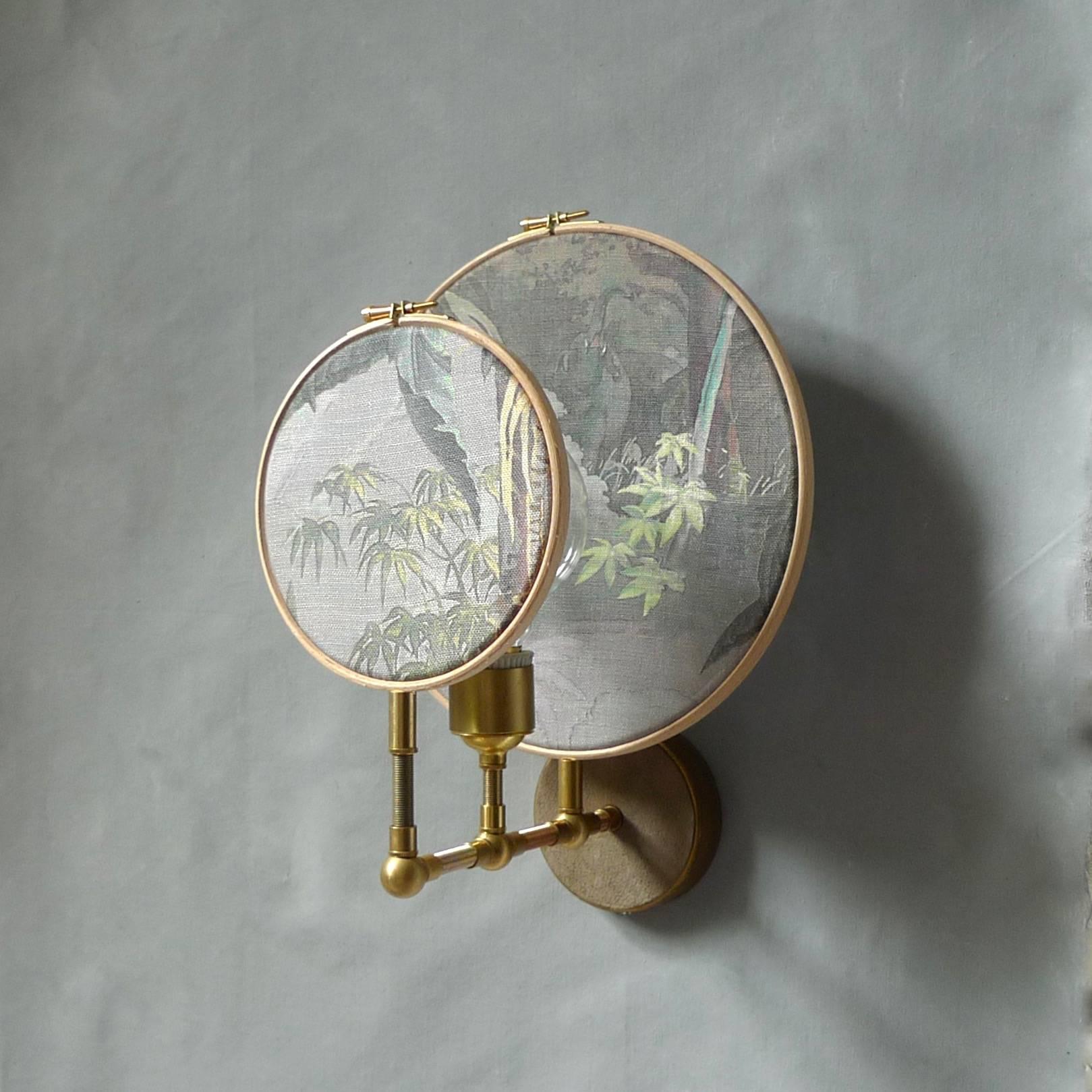 Brass Circle Blue Grey, Wall Sconce, Sander Bottinga