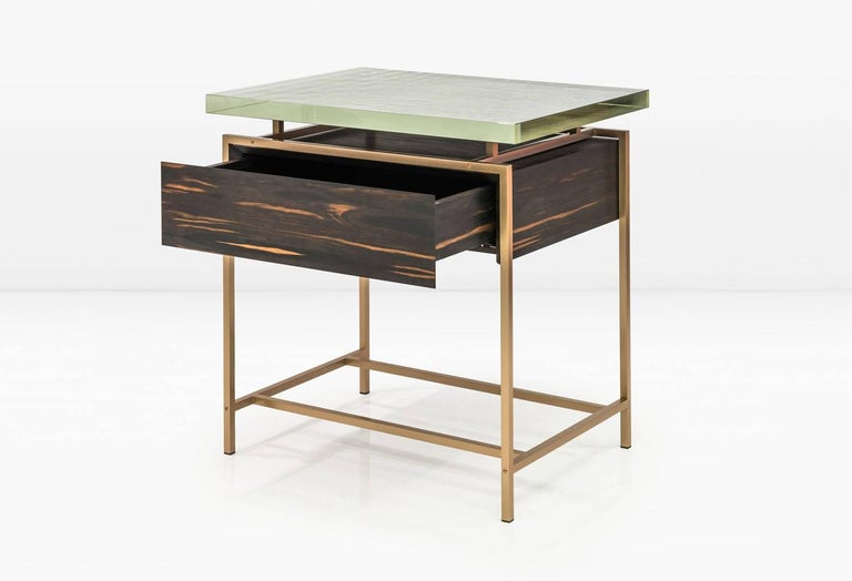 Frazier Side Table with Drawer with Thick Borosilicate ...
