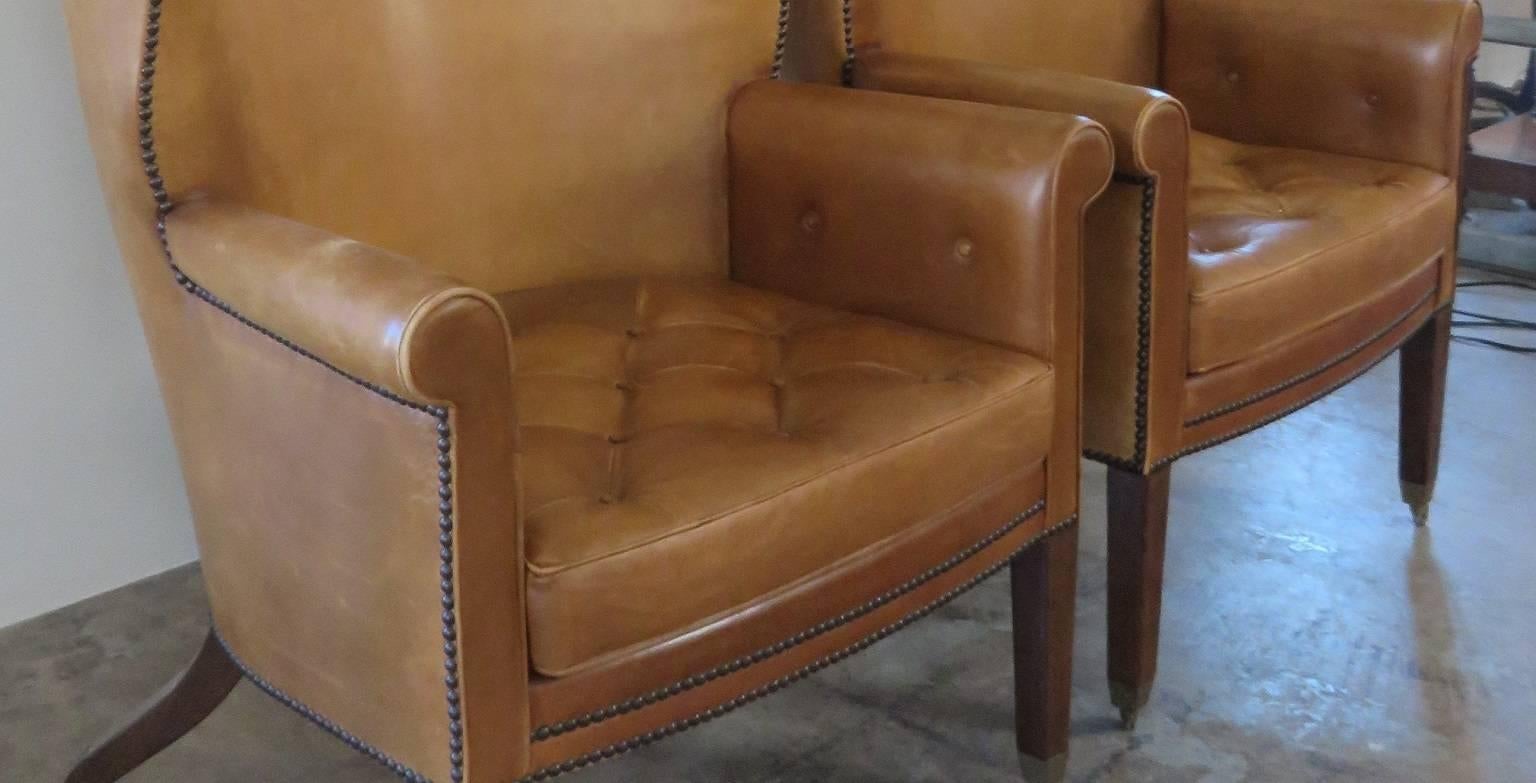 Leather Pair of Vintage Dessin Fournir Chairs