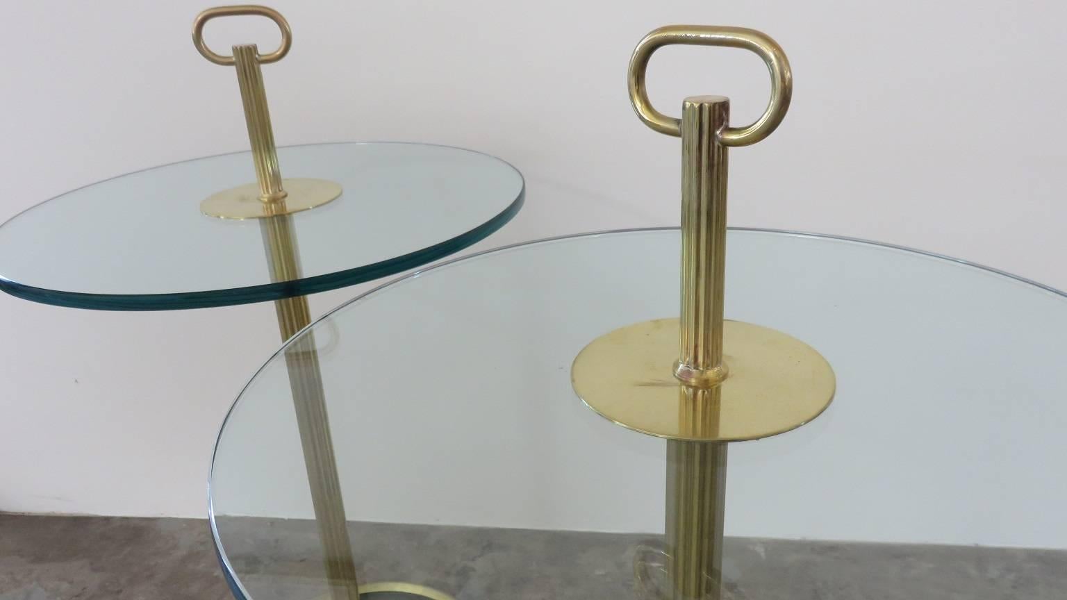 Unknown Pair of 1960s Brass and Glass Tables