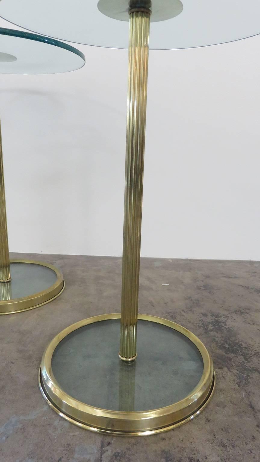 Pair of 1960s Brass and Glass Tables 1