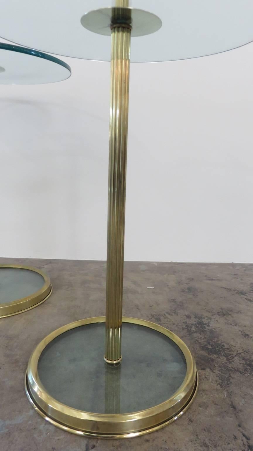 Pair of 1960s Brass and Glass Tables 2