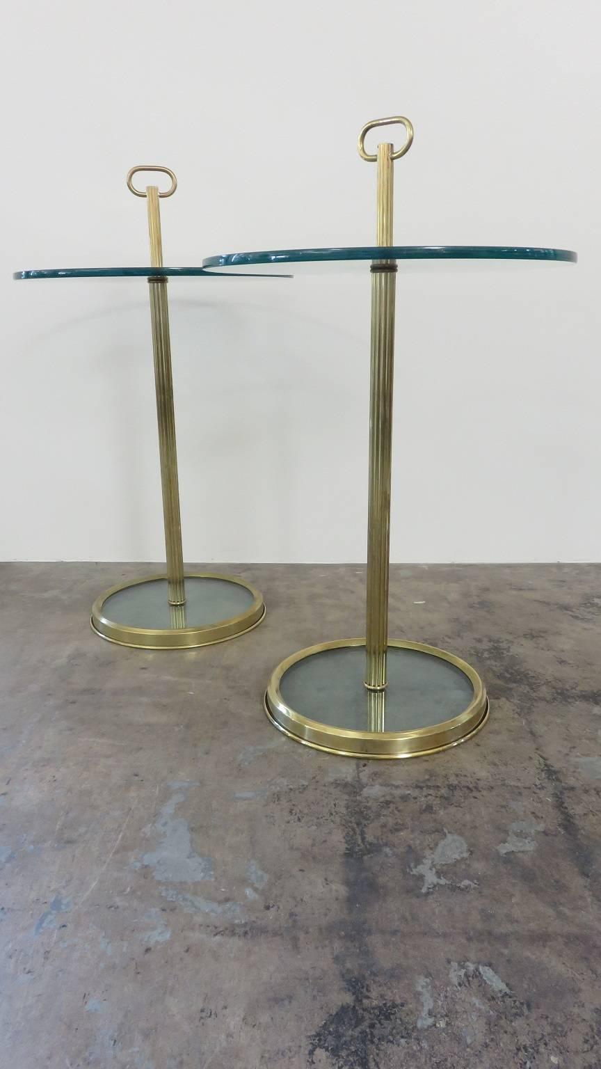 Pair of 1960s Brass and Glass Tables 4