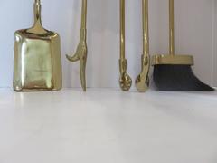 Vintage Modernist Brass Fireplace Tool Set by Virginia Metalcrafters