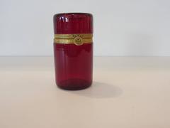 Vintage French Cranberry Glass Box with Ormolu Band